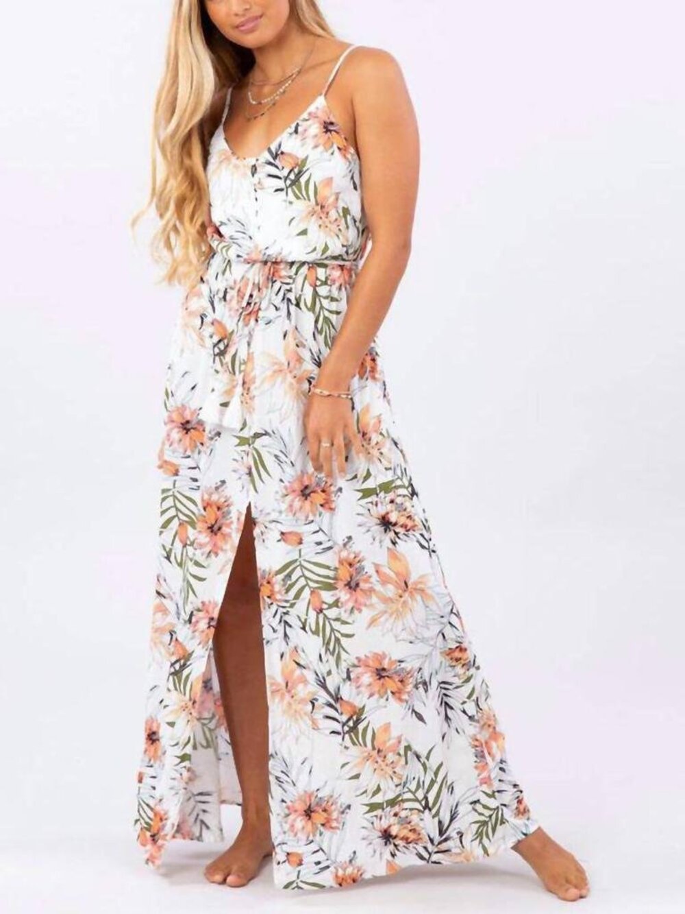 Rip Curl Playa Blanca Tropical Floral Print Maxi Dress Small